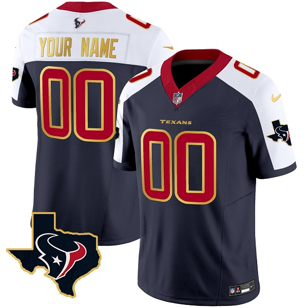 Men's Houston Texans Active Player Custom Navy/White 2023 F.U.S.E. With Team Logo Patch Limited Stitched Football Jersey Men's Houston Texans Active Player Custom Navy/White 2023 F.U.S.E. With Team Logo Patch Limited Stitched Football Jersey